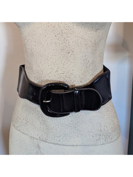 Lauren Ralph Lauren Black Patent Leather Waist Cincher Belt Sz S Fits S/M main image 9